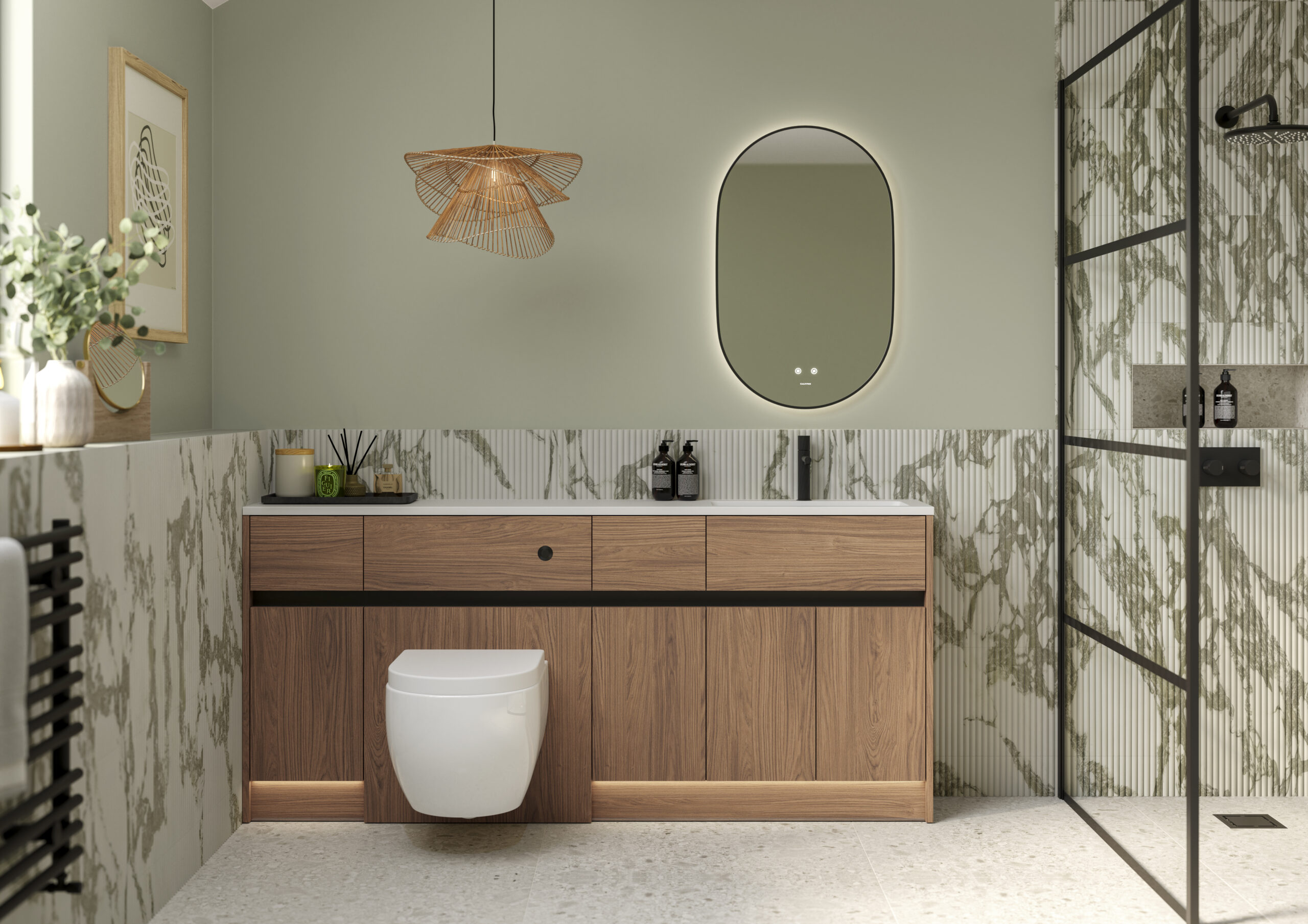 Calypso Bowland Fitted Bathroom Furniture in Weathered Oak