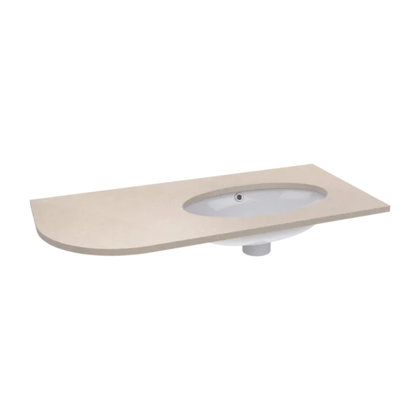 Solid Surface Worktop with Undermount Basin 972 x 515mm Left Curve
