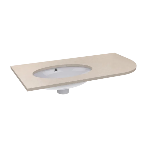 Solid Surface Worktop with Undermount Basin 972 x 515mm Right Curve