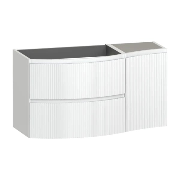 Levanto Fluted Wall Hung Vanity Unit 1040 Two Drawer One Door Left Hand Basin