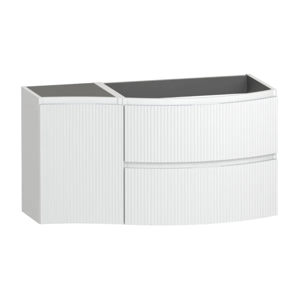 Levanto Fluted Wall Hung Vanity Unit 1040 Two Drawer One Door Right Hand Basin