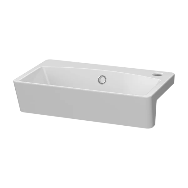 Denver Ceramic Semi-Recessed Basin 500 Slim White